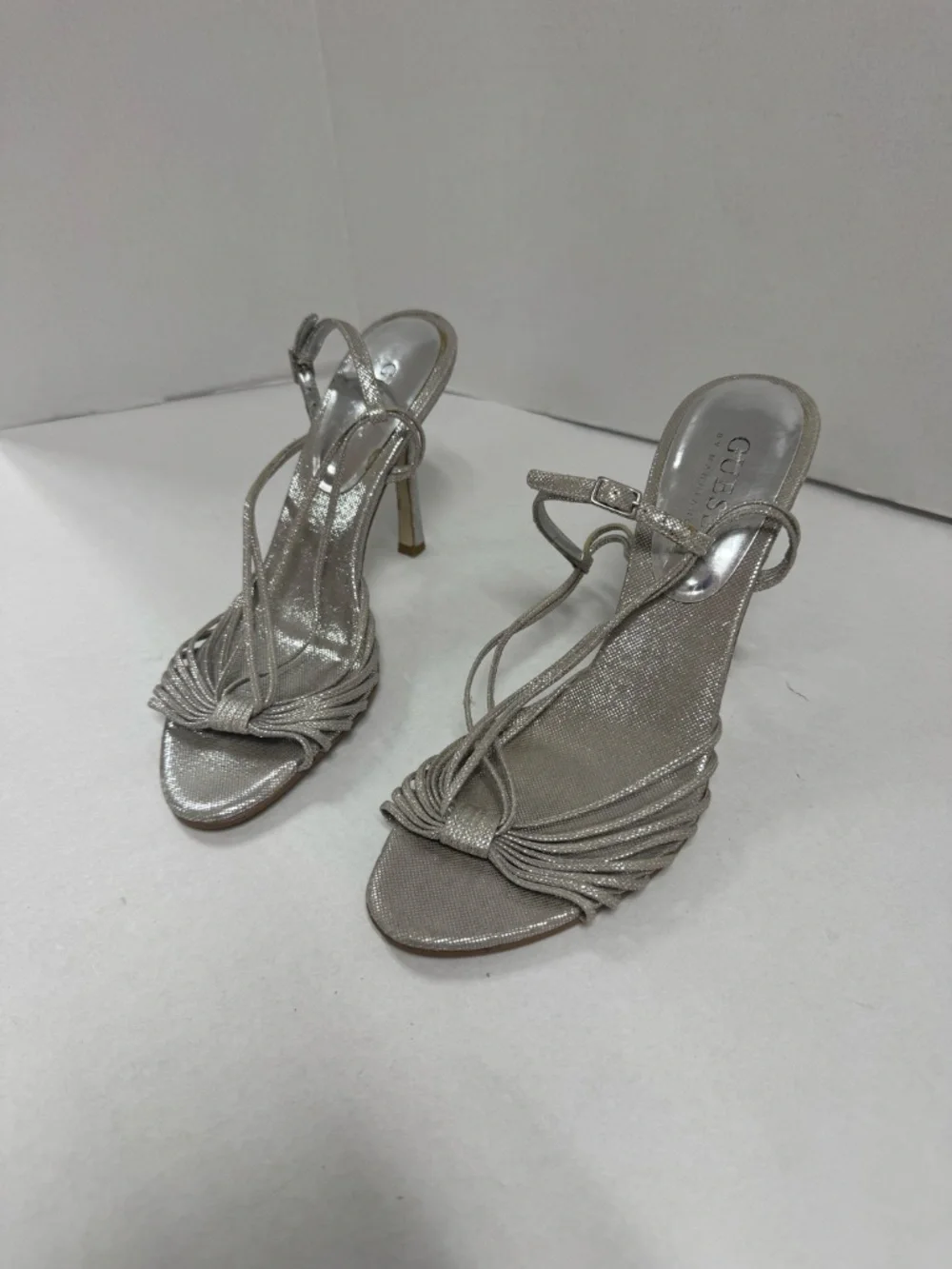 Guess by Marciano Silver Metallic Heeled Sandals - Size 7.5 - Picture 4 of 15